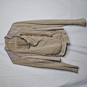 Free People raw hem diagonal zip up quilted back moto sweatshirt jacket sz Small